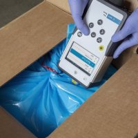 The Vaya handheld Raman system works through plastic liners